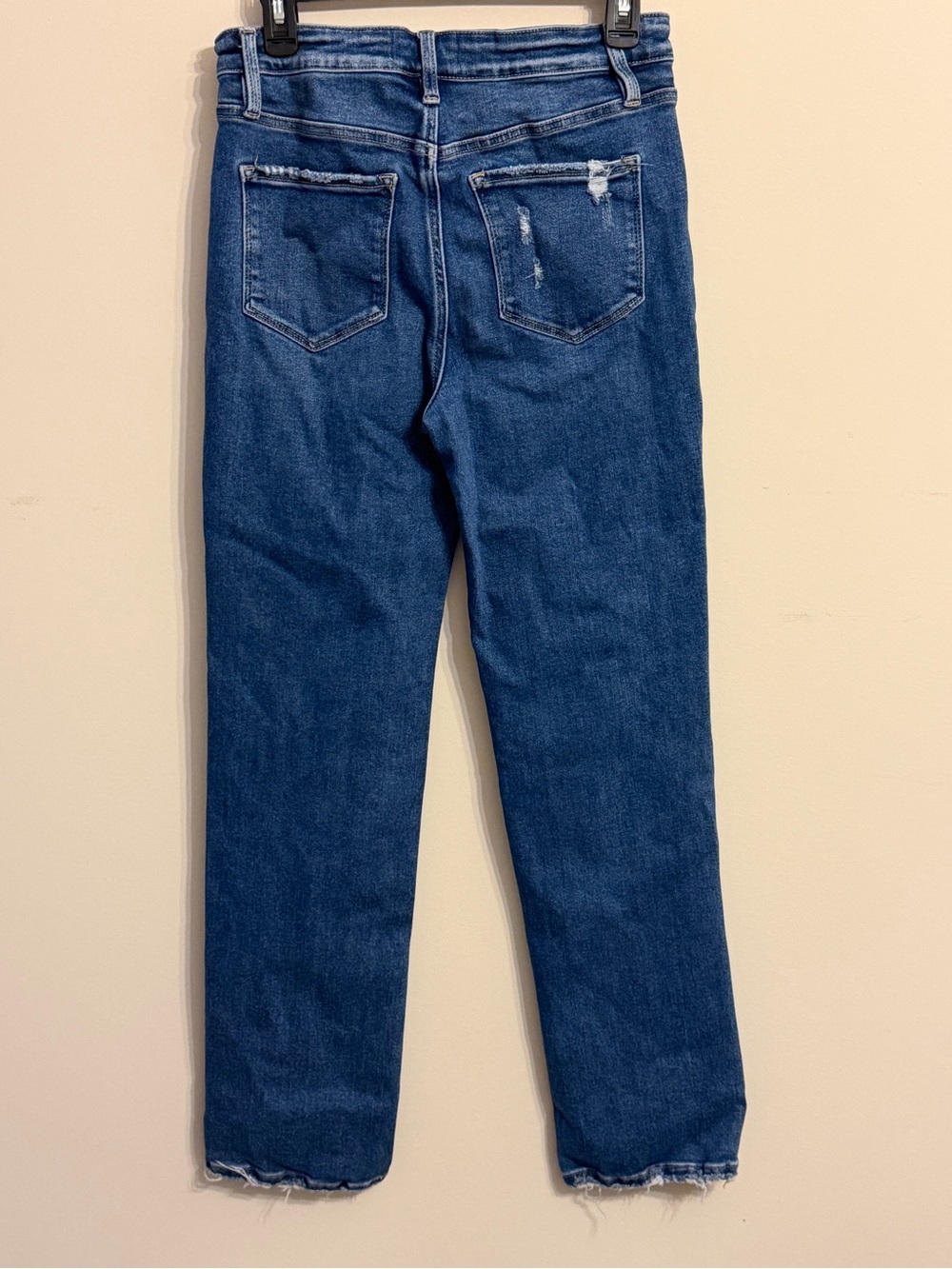 Vervet High Rise Straight Leg Jeans Distressed Raw Hem Medium Wash - Picture 4 of 5